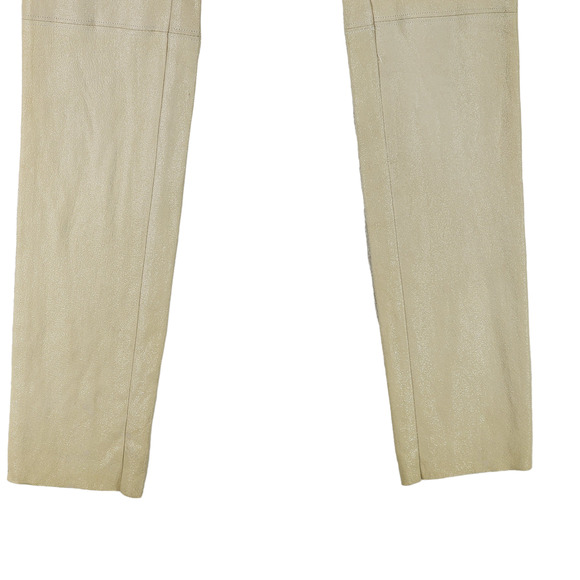 Alice‎ + Olivia Leather Pant 2 Women Cream Gold Metallic Sparkly Skinny Zip USA - Picture 5 of 13